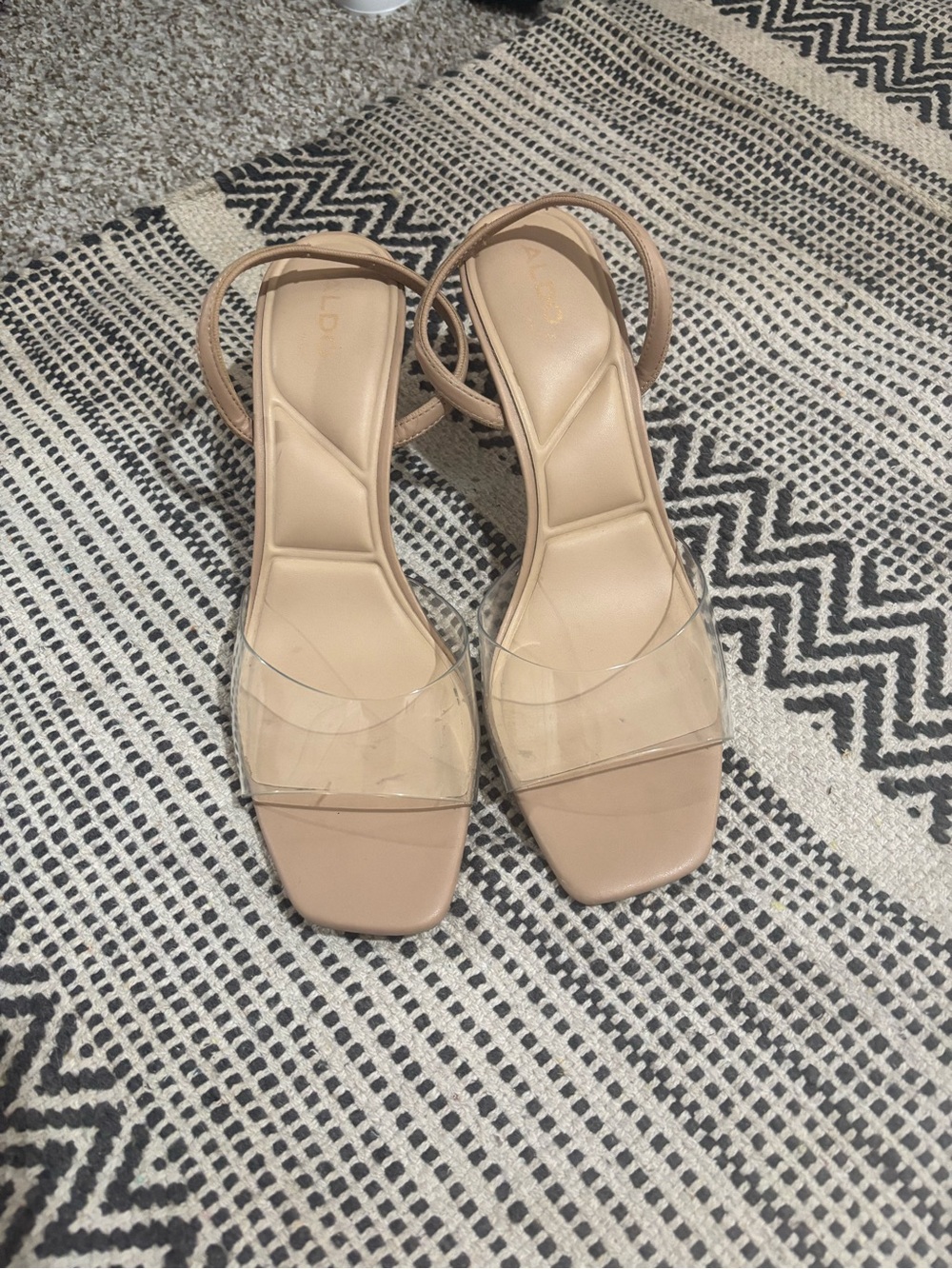 Aldo Nude Heeled Sandals with Clear Strap